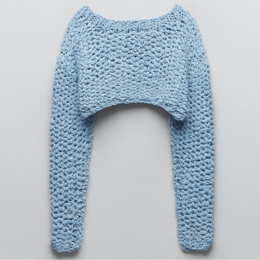 NWT Zara Limited Edition Cropped Crochet Sweater - Picture 8 of 9